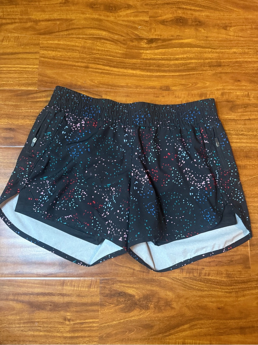 Avia Black Athletic Shorts with Multicolor Speckle